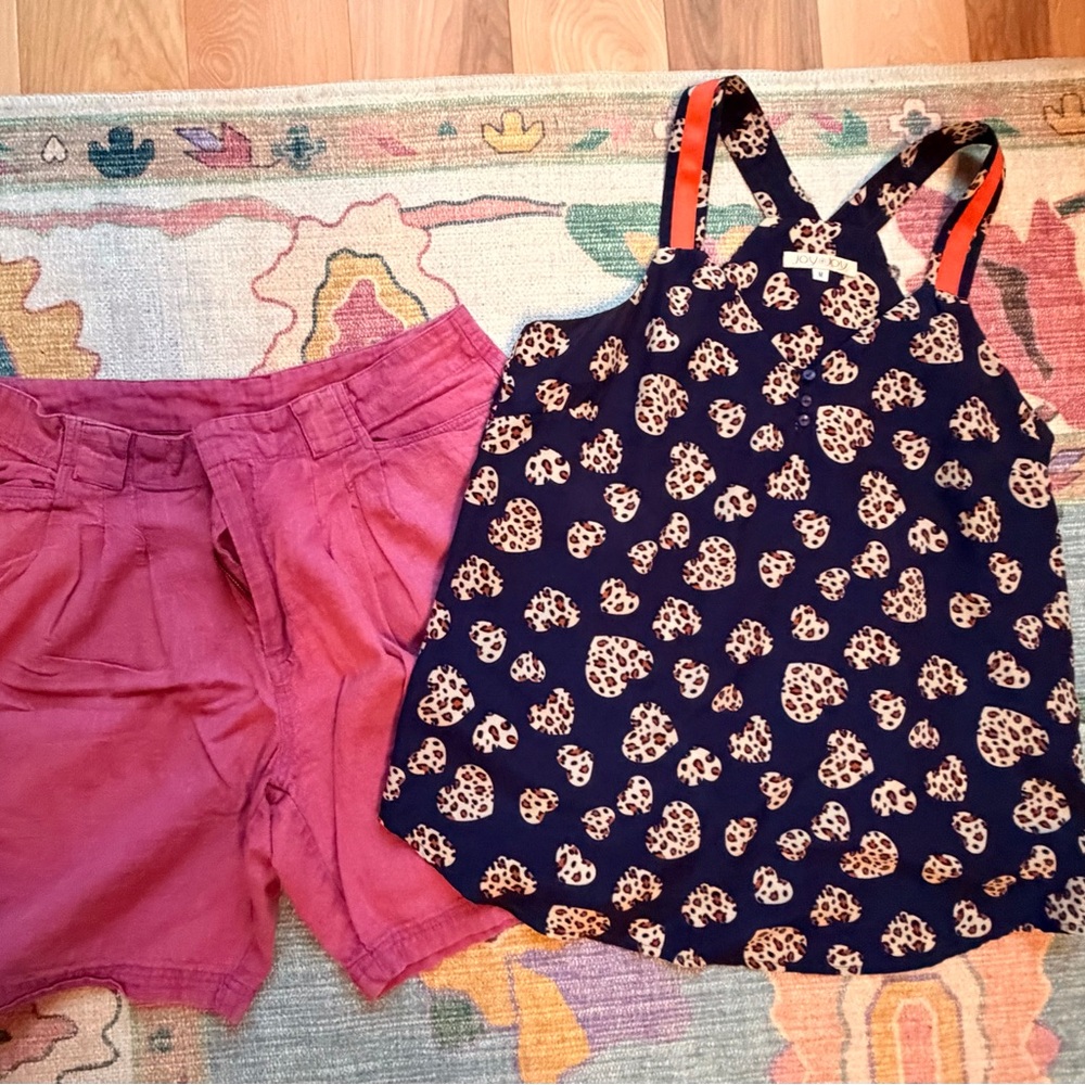 LOT Free People Purple Linen Shorts & Tank medium 8